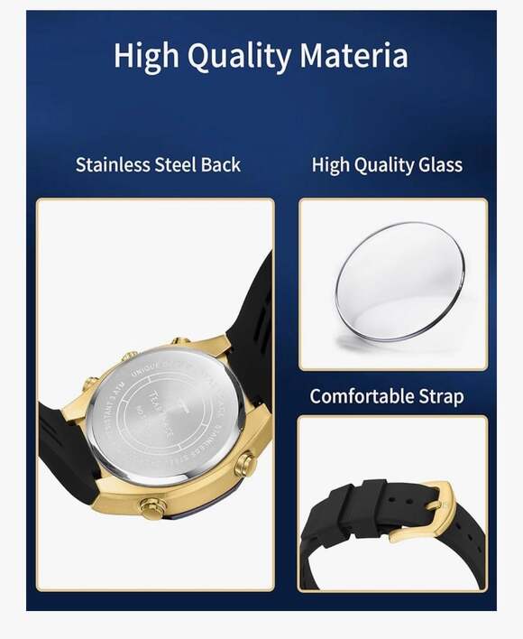 TEARTRACE Men's Watches Analog Digital Quartz Waterproof Sport Watches - Picture 3 of 8